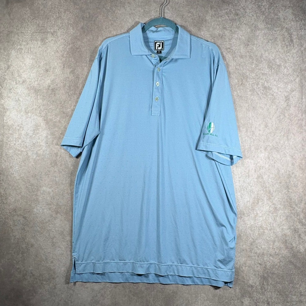 FootJoy Golf Polo Shirt Mens Size XL Blue Striped Starburst Performance Outdoor‎